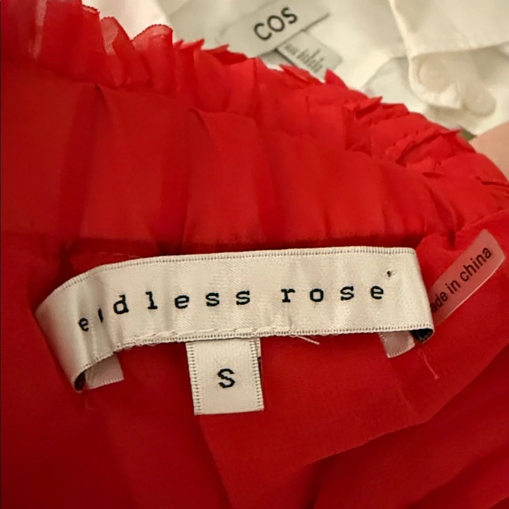 Endless Rose Vibrant Red Ruffle Strapless Dress Small - Picture 8 of 10